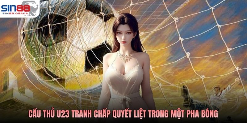 Cầu thủ U23 tranh chấp quyết liệt trong một pha bóng